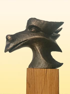 Bronzeskulptur Drachenkopf