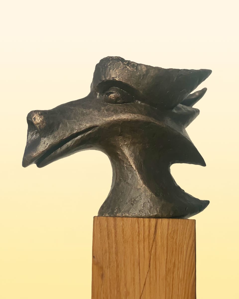 Bronzeskulptur Drachenkopf